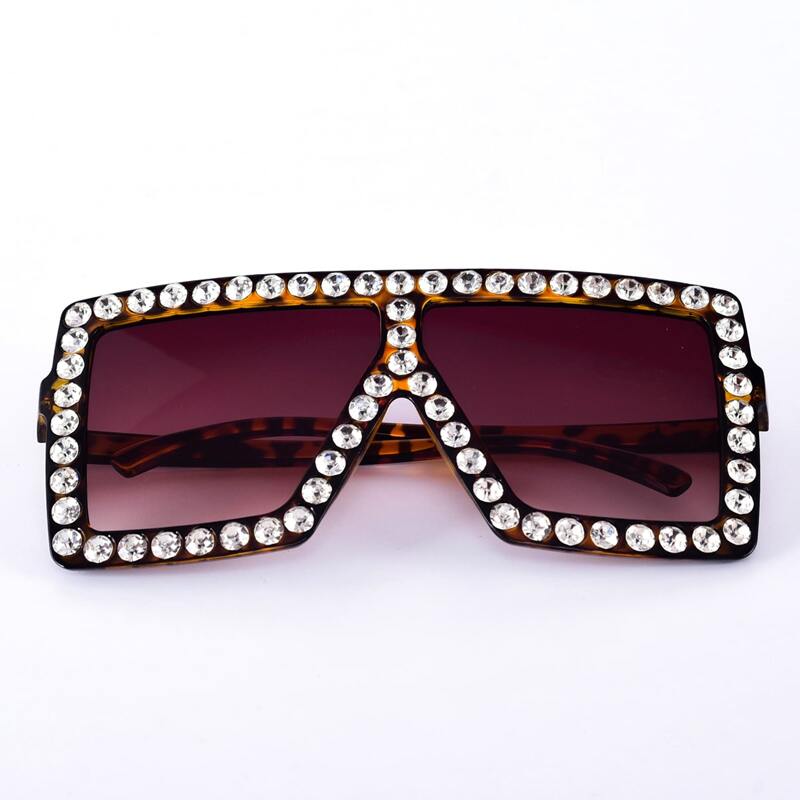 

Rhinestone Frame Shield Sunglasses