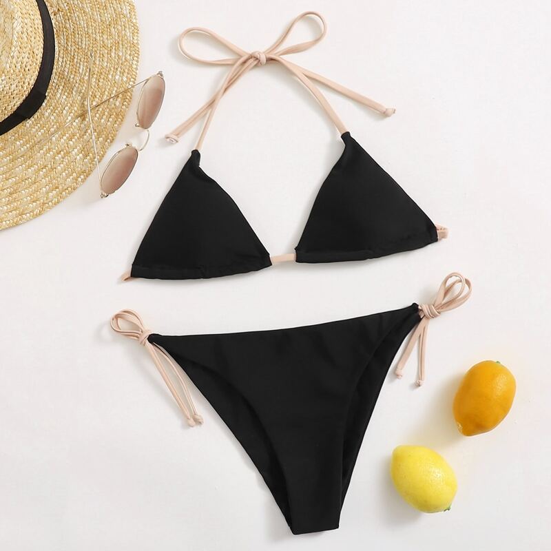 

Tie Side Bikini Swimsuit, Black