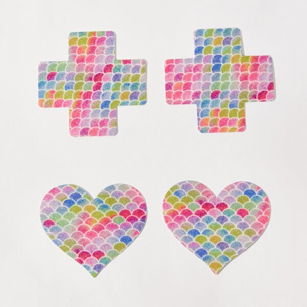 

2pairs Fish Scales Nipple Cover, Multicolor
