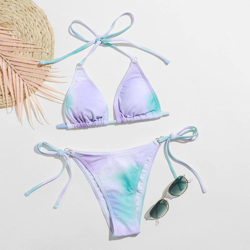 

Tie Dye Halter Bikini Swimsuit, Multicolor