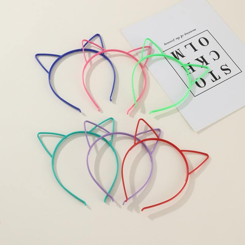 

6pcs Colorful Cat Ear Headband, Multicolor