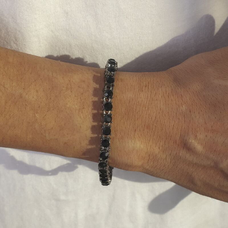 

Guys Rhinestone Decor Bracelet, Gun black