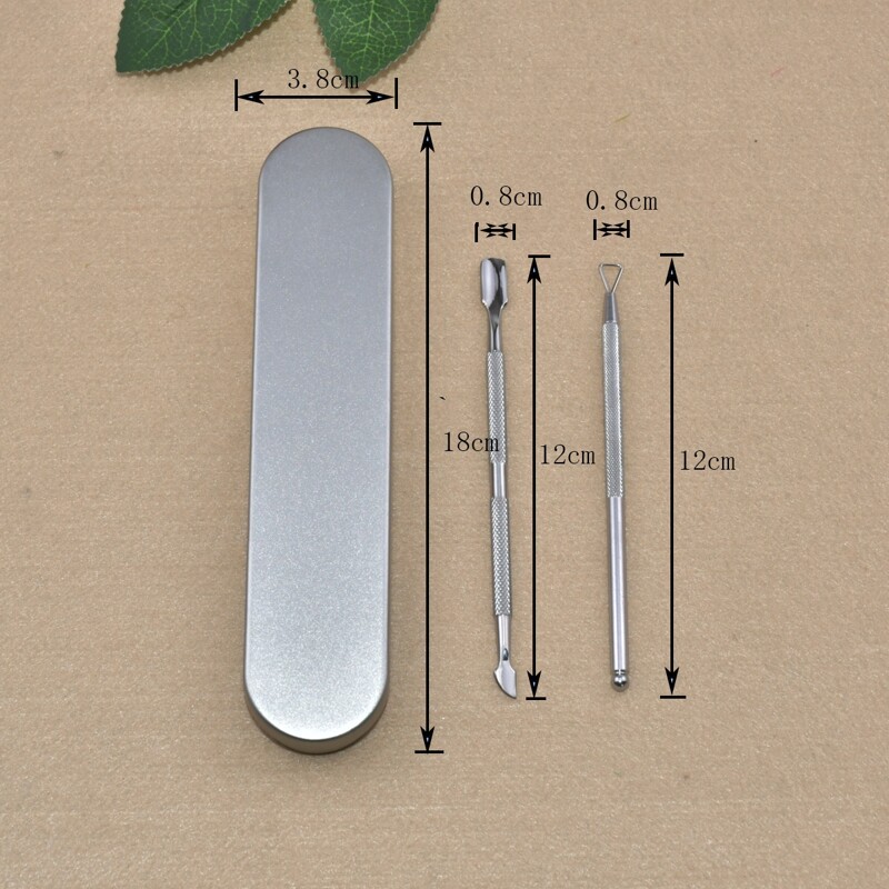 

2pcs Nail Art Tools With Box, Silver