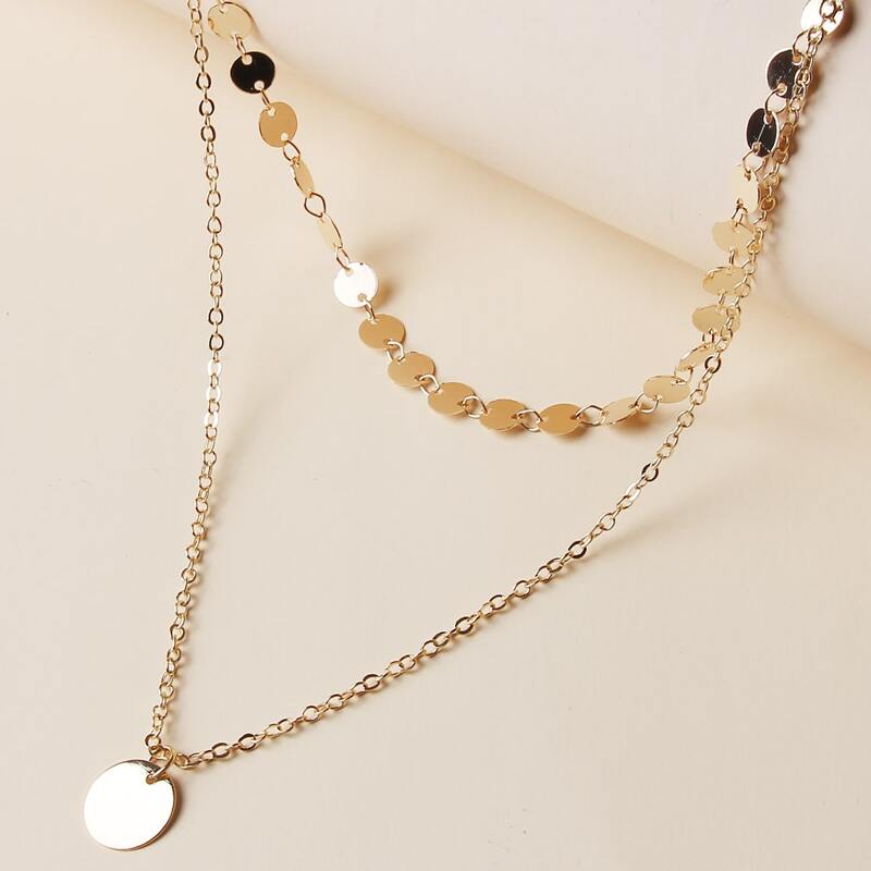 

Disc Layered Necklace, Gold