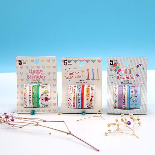 

5rolls Random Birthday Decorative Tape, Multicolor