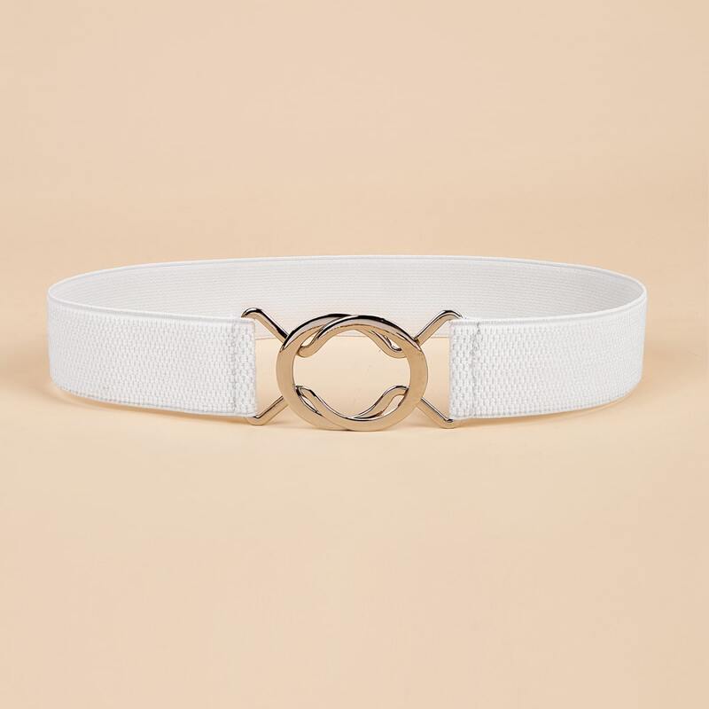 

Ring Buckle Elastic Belt, White
