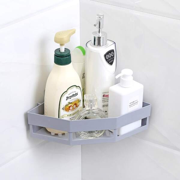 

1pc Bathroom Wall Corner Storage Rack, Grey