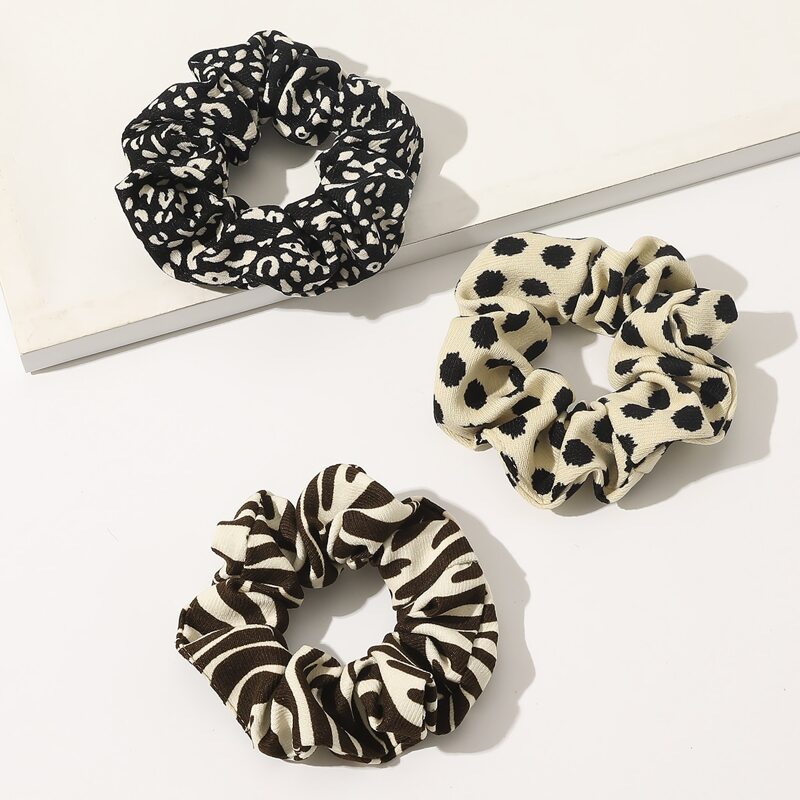 

3pcs Zebra Striped Scrunchie, Multicolor
