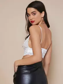 SHEIN Lace Crop Bralet Top - White - View 2