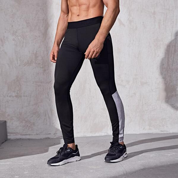 

Men Side Panel Sport Tights, Black