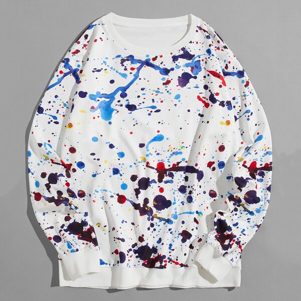 

Men Paint Splatter Pattern Sweatshirt, Multicolor