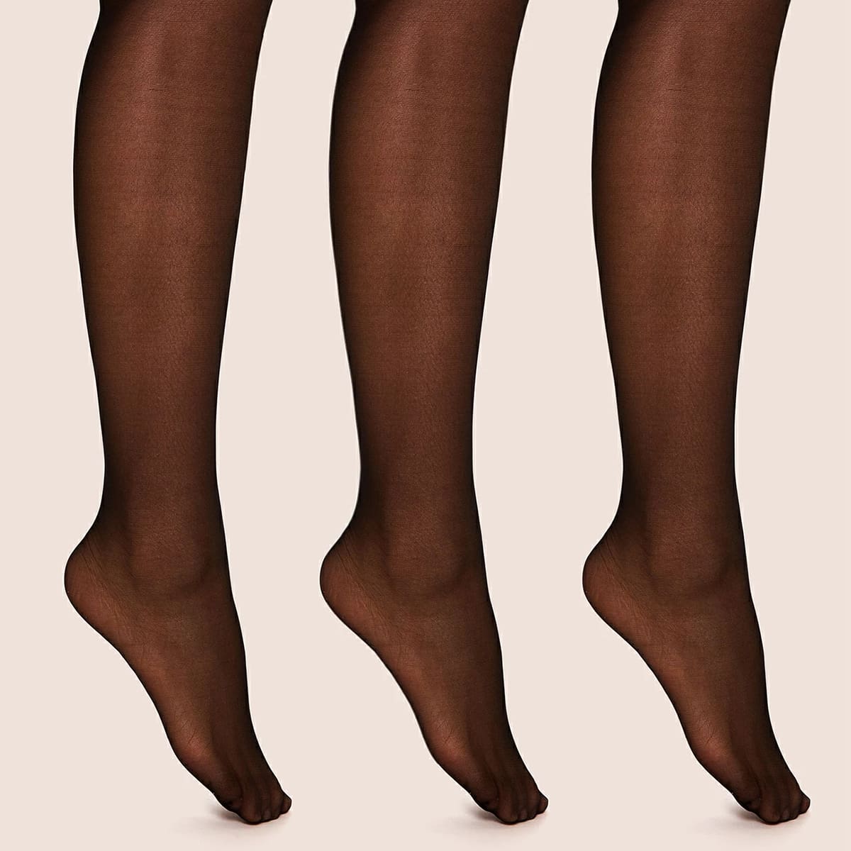 

3pairs Solid Mesh Tights, Black