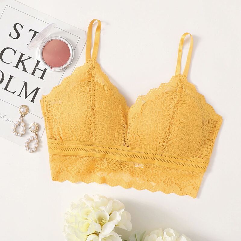 

Solid Lace Bralette, Mustard yellow