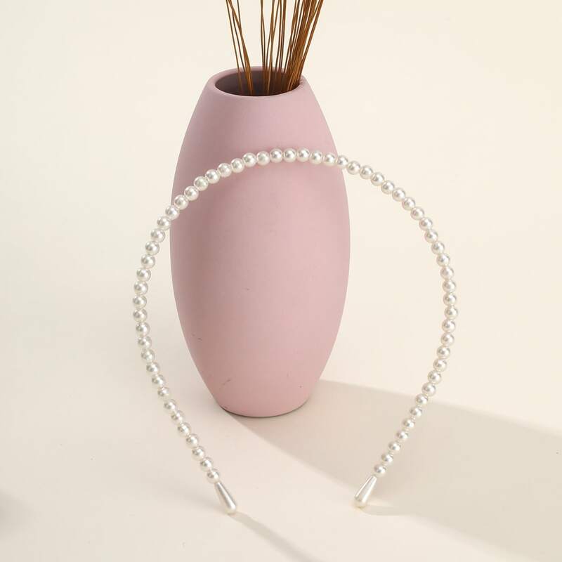 

Faux Pearl Headband, White