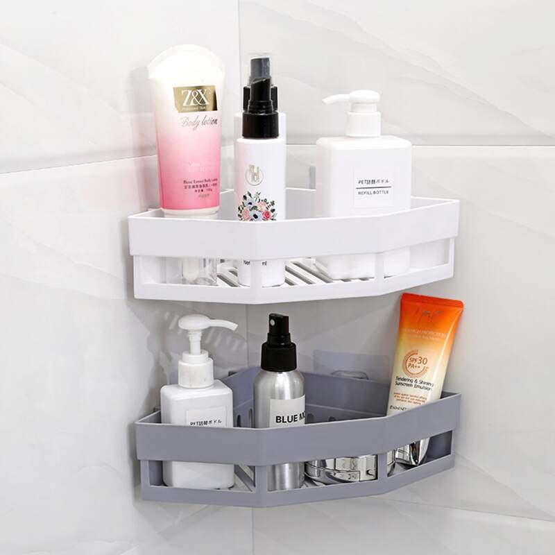 

1pc Bathroom Corner Triangle Sucker Storage Rack, Multicolor