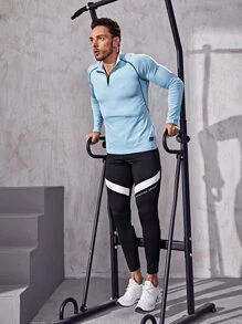 Manfinity Sport Corelite Boyfriend Style Men Slogan Graphic Contrast Panel Sport Tights - Black - View 5