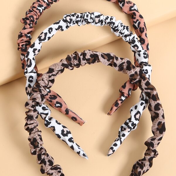 

3pcs Leopard Print Hair Hoop, Multicolor