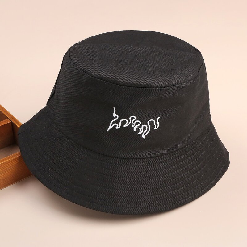 

Flame Pattern Bucket Hat, Black