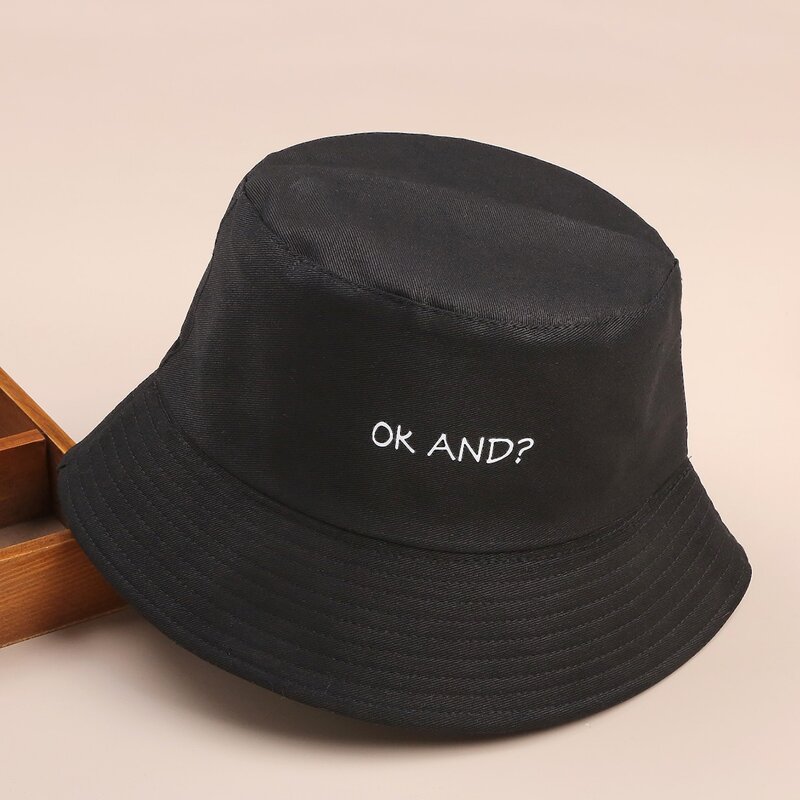 

Letter Embroidery Bucket Hat, Black