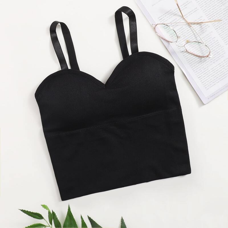 

Solid Longline Bralette, Black