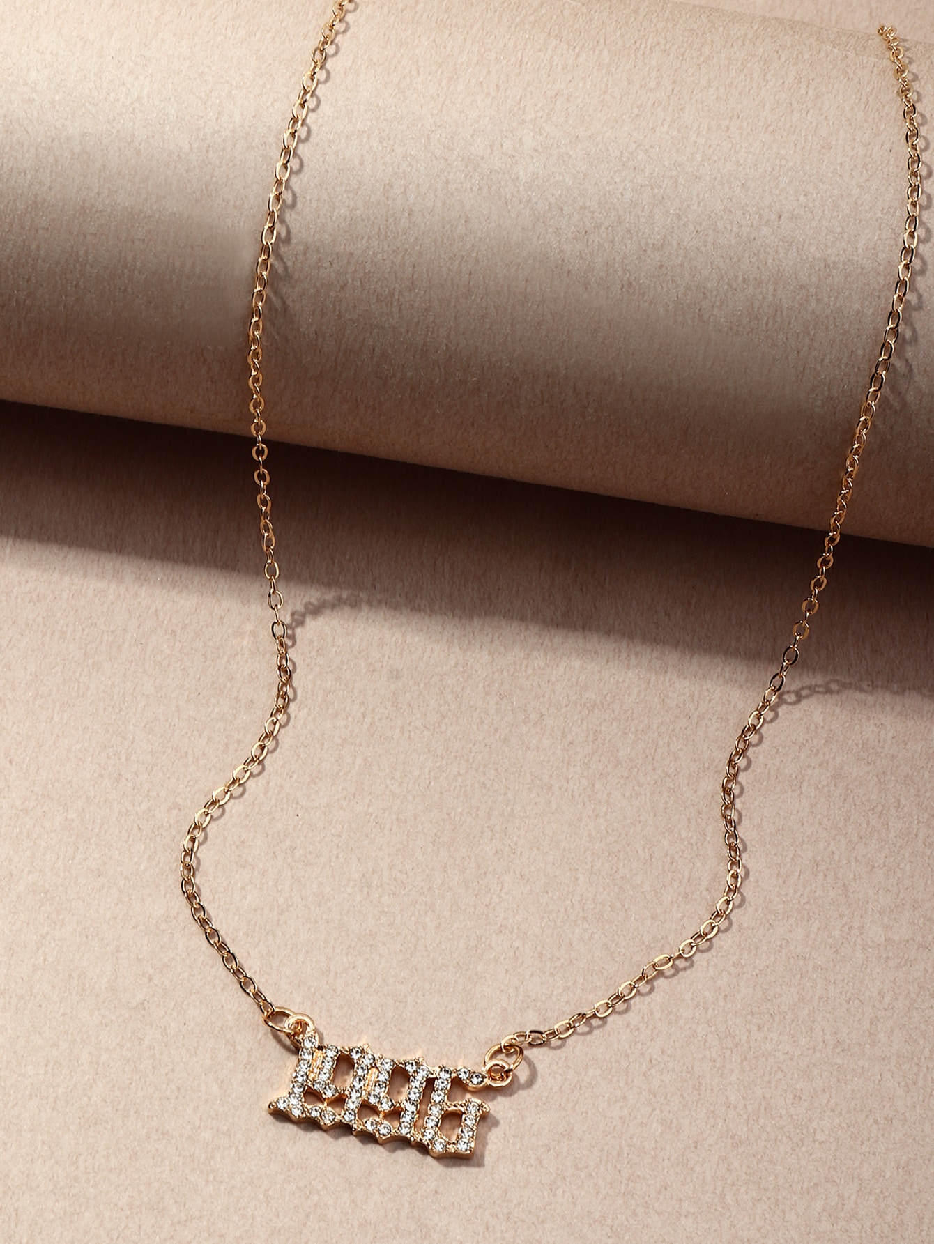 Rhinestone Arabic Numeral Pendant Necklace thumbnail