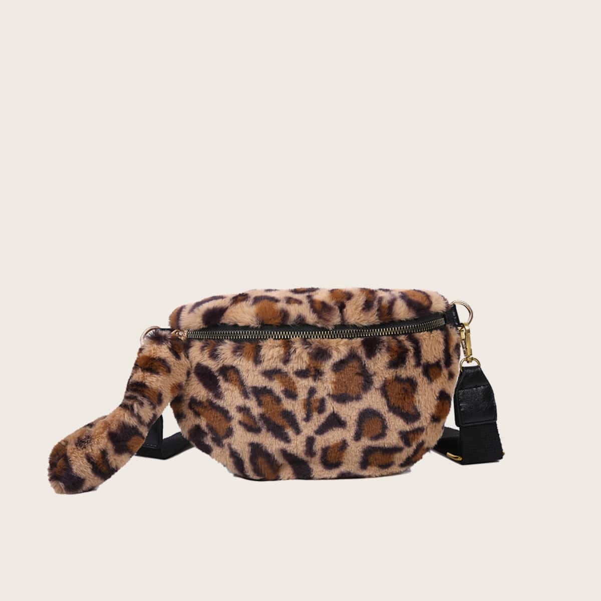 

Leopard Fluffy Fanny Pack, Brown