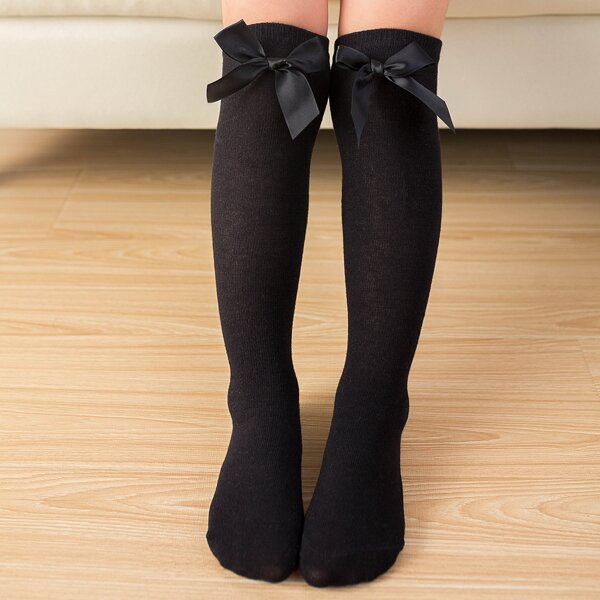 

Toddler Girls Bow Decor Over The Knee Socks, Black