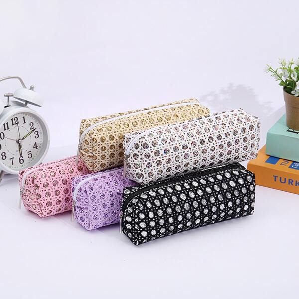 

1pc Rhinestone Decor Random Pencil Case, Multicolor
