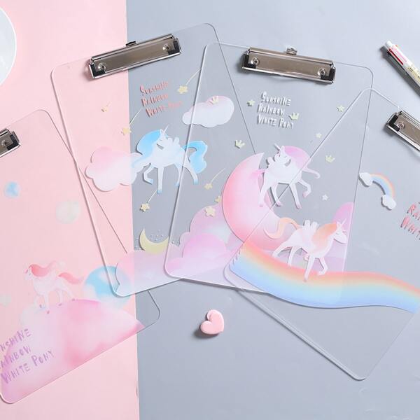 

1pc Unicorn Print Random Clipboard, Multicolor