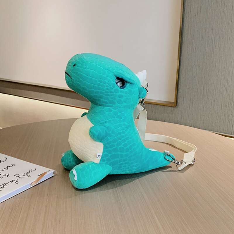 

Cartoon Dinosaur Crossbody Bag, Teal blue