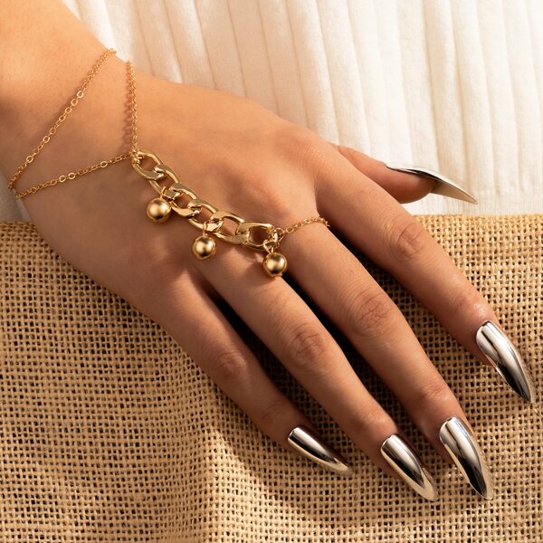

Chain Decor Mittens Bracelet, Gold