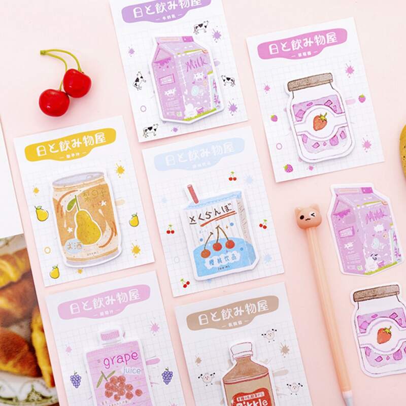 

4packs Drink Shaped Random Sticky Note, Multicolor