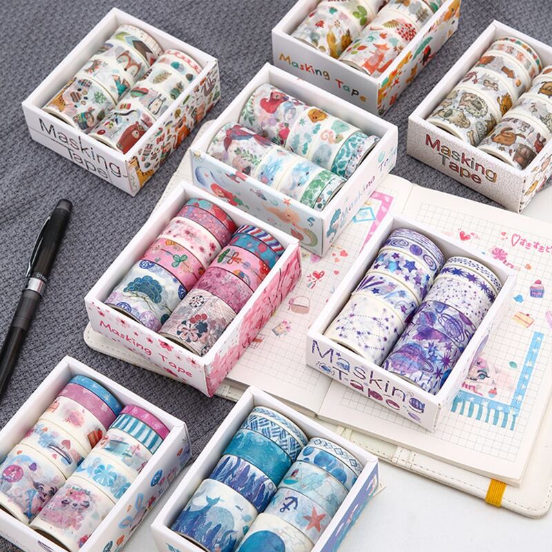 

10pcs Random Paper Masking Tape, Multicolor