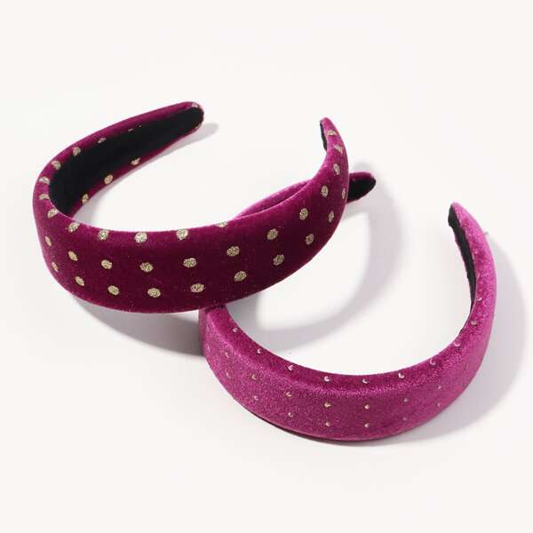 

2pcs Polka Dot Hair Hoop, Purple