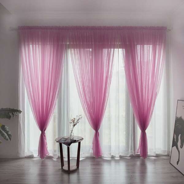 

Plain Mesh Single Panel Curtain, Pink