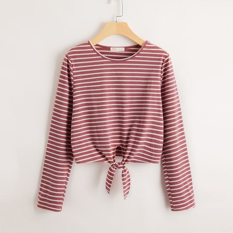 

Knot Striped Tee, Red and white