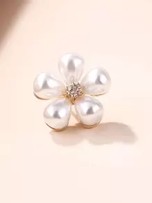 Faux Pearl Flower Design Brooch Valentines,Mom,Mother,Mother's Day,Gift - White - View 1