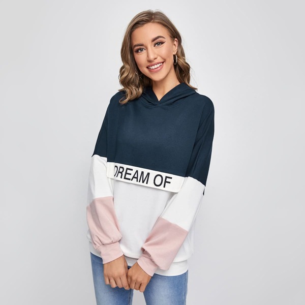 

Colorblock Letter Graphic Hoodie, Multicolor