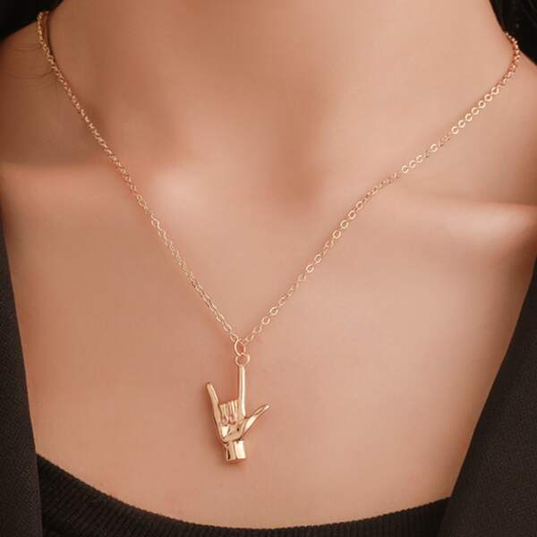 

Gesture Pendant Necklace, Gold