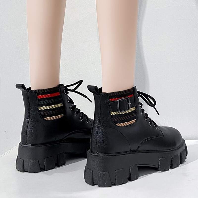 

Chunky Sole Lace Up Boots, Black