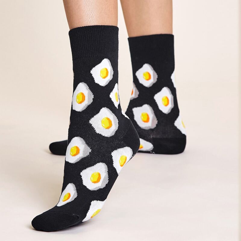 

Fried Egg Crew Socks, Black