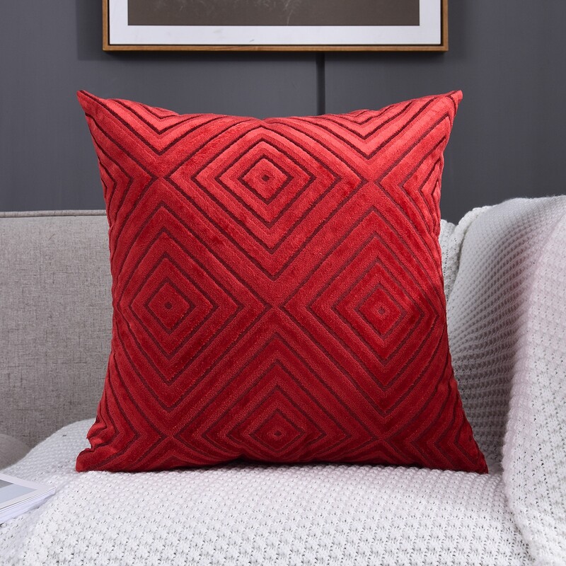 

Geometric Pattern Cushion Cover Without Filler, Red