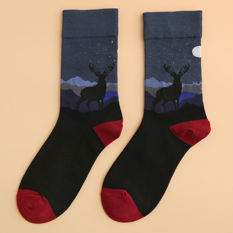 

Guys Deer Pattern Socks, Multicolor