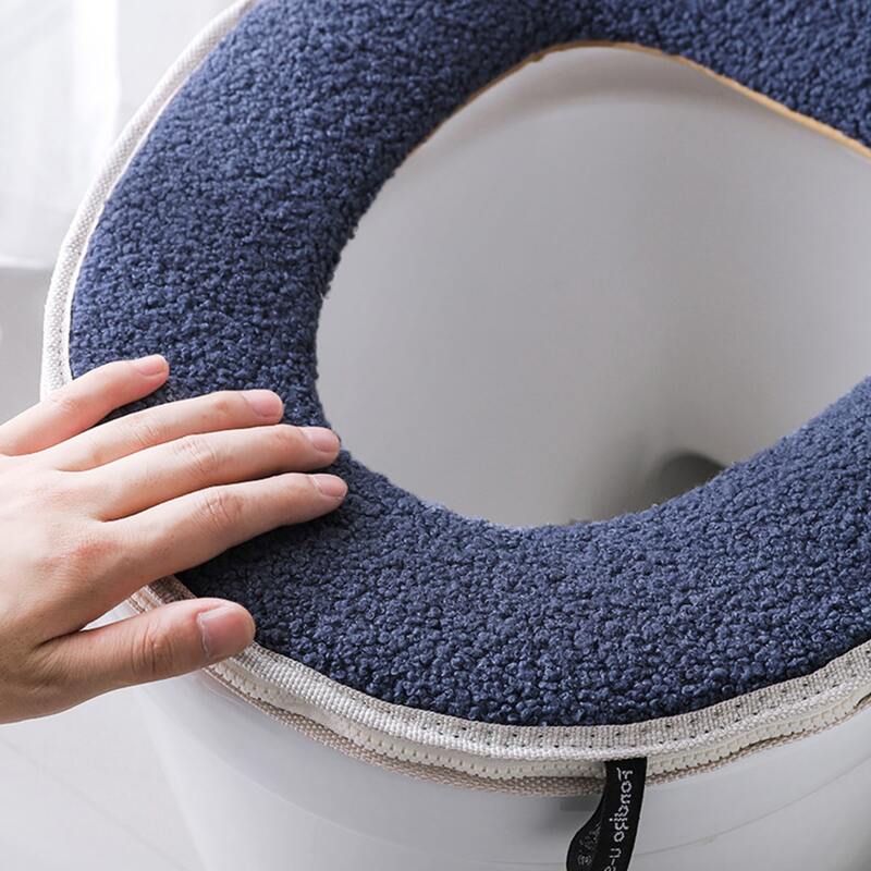 

1pc Plush Zipper Toilet Seat Cover, Multicolor