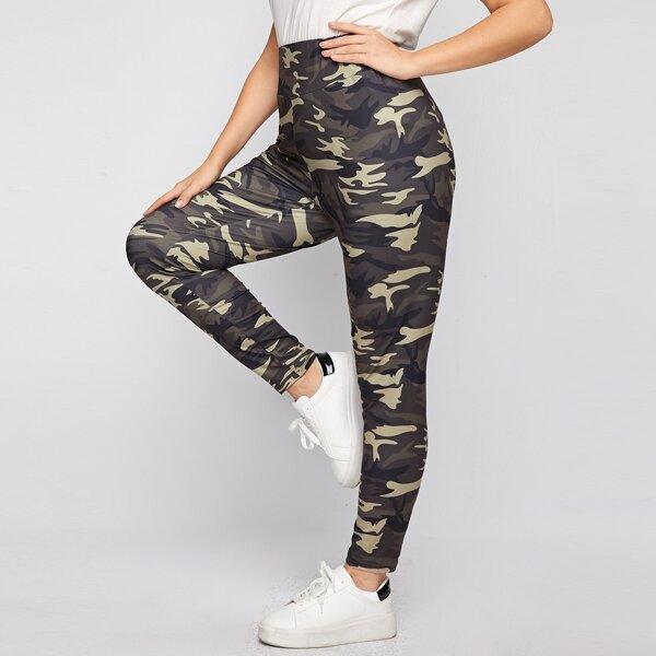 

Plus Camo Print Leggings, Multicolor