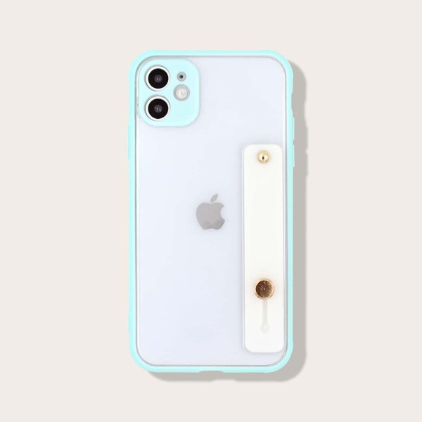 

Contrast Frame Hand Strap iPhone Case, Mint blue