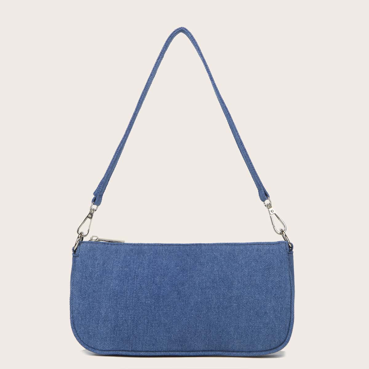 

Denim Baguette Bag, Blue