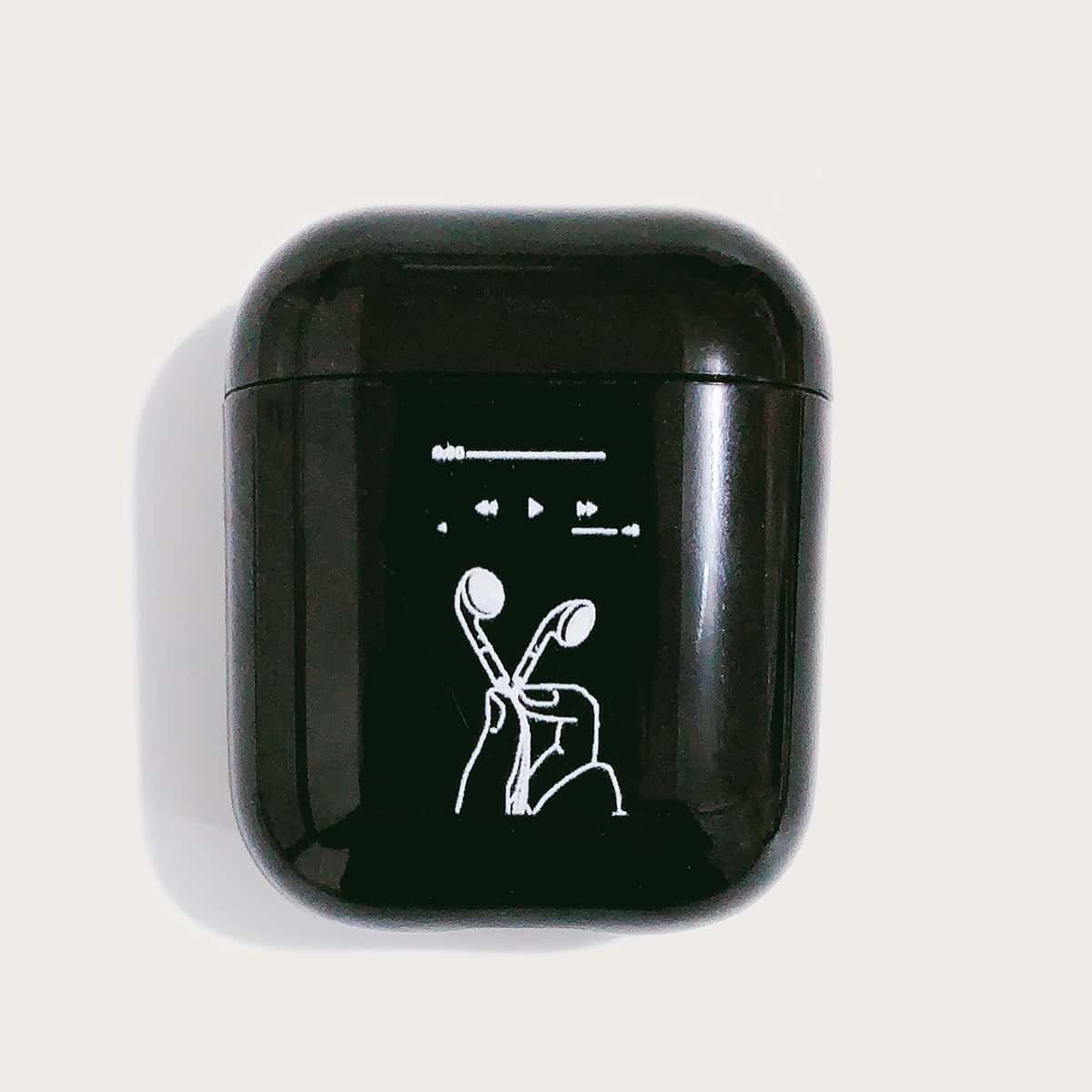 

Music Player Pattern Airpods Case, Black