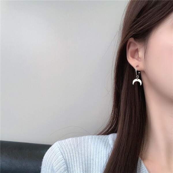 

Moon Drop Earrings, White