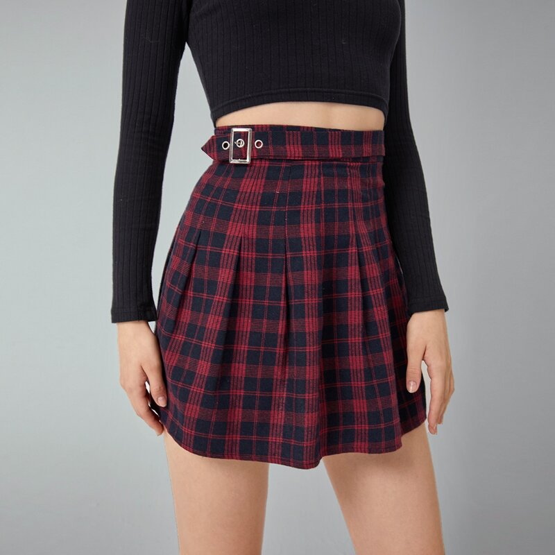 

Tartan Skirt With Belt, Multicolor